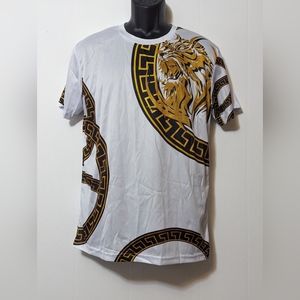 Mens Lion White T Shirt Jersey Material Shirt Size XXL